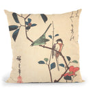 White-Eye And Titmouse On A Camellia Branch Throw Pillow By Utagawa Hiroshige