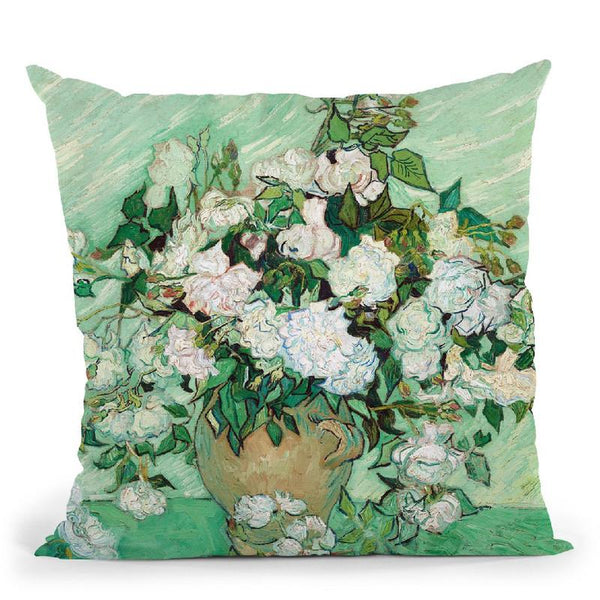 Still Life Vase With Pink Roses Throw Pillow By Van Gogh