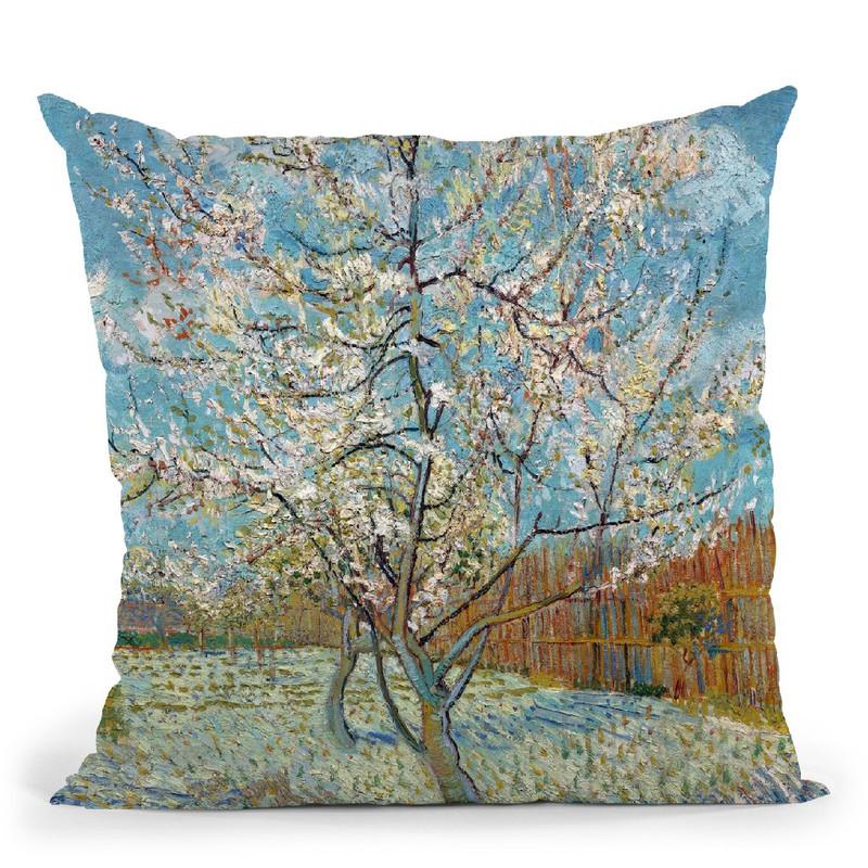 The Pink Peach Tree Throw Pillow By Van Gogh