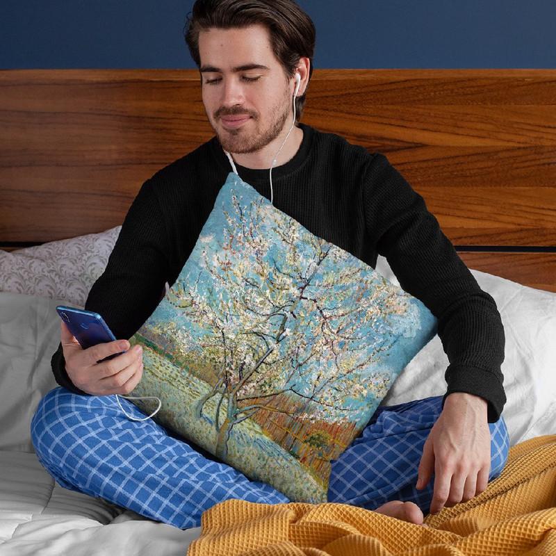 The Pink Peach Tree Throw Pillow By Van Gogh