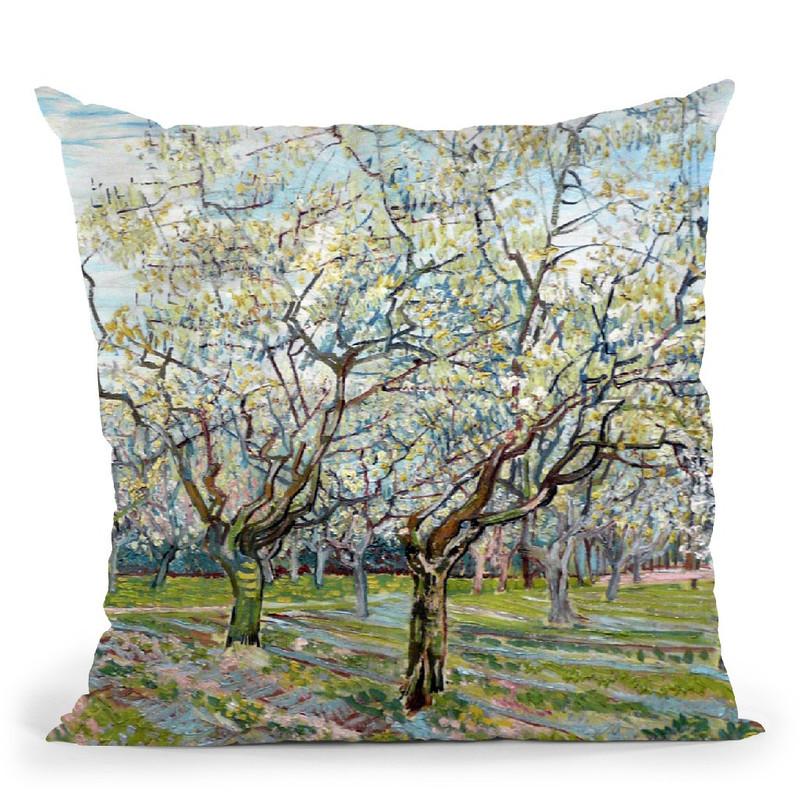 The White Orchard Throw Pillow By Van Gogh
