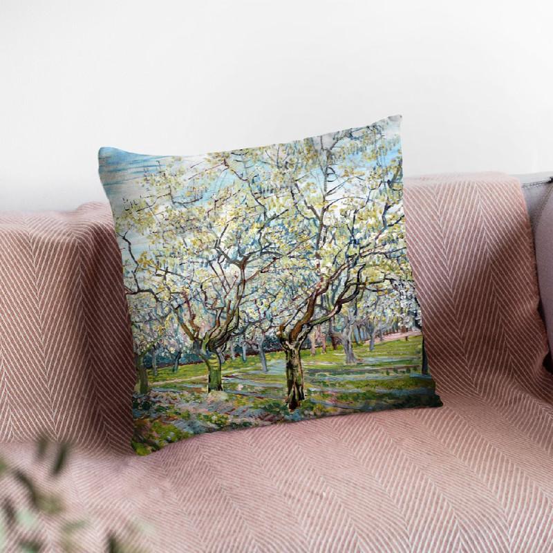The White Orchard Throw Pillow By Van Gogh