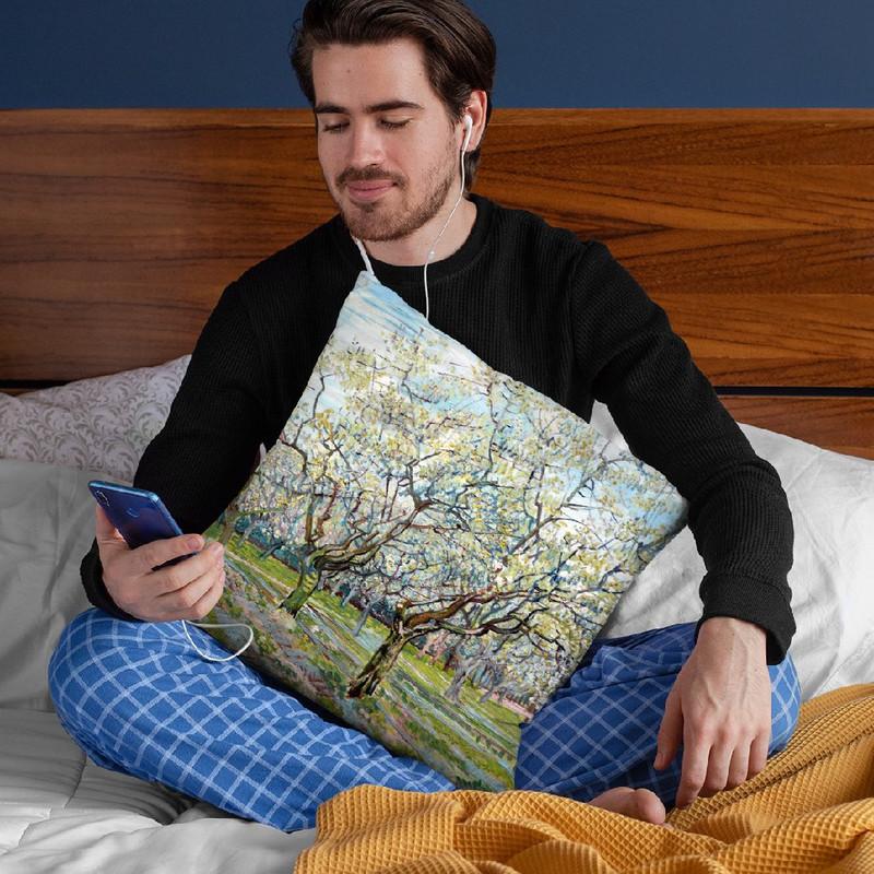 The White Orchard Throw Pillow By Van Gogh