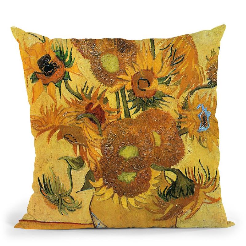 Vase With Fifteen Sunflowers Throw Pillow By Van Gogh