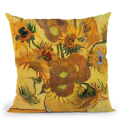 Vase With Fifteen Sunflowers Throw Pillow By Van Gogh