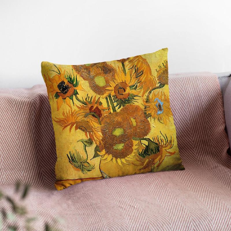 Vase With Fifteen Sunflowers Throw Pillow By Van Gogh