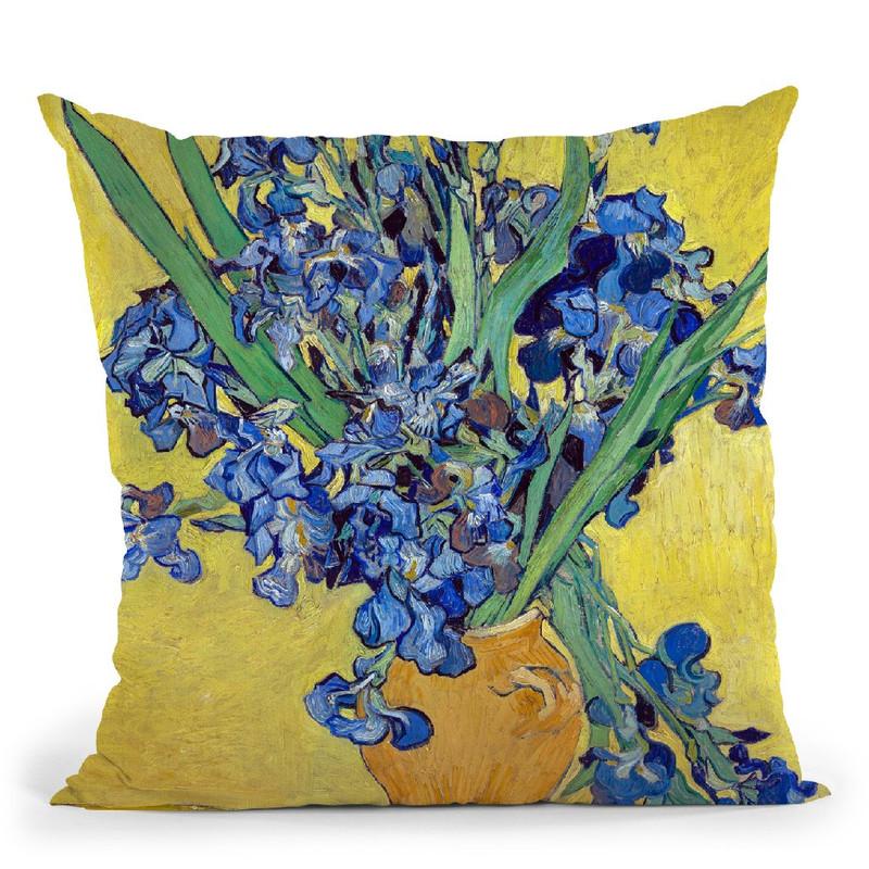 Vase With Irises Throw Pillow By Van Gogh