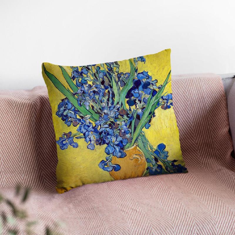Vase With Irises Throw Pillow By Van Gogh