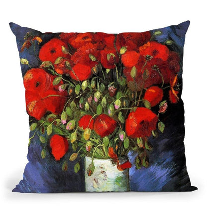 Vase With Red Poppies Throw Pillow By Van Gogh