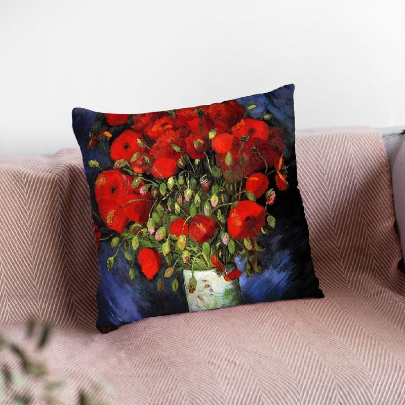 Vase With Red Poppies Throw Pillow By Van Gogh