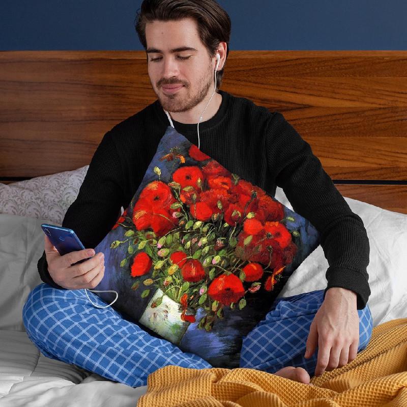Vase With Red Poppies Throw Pillow By Van Gogh
