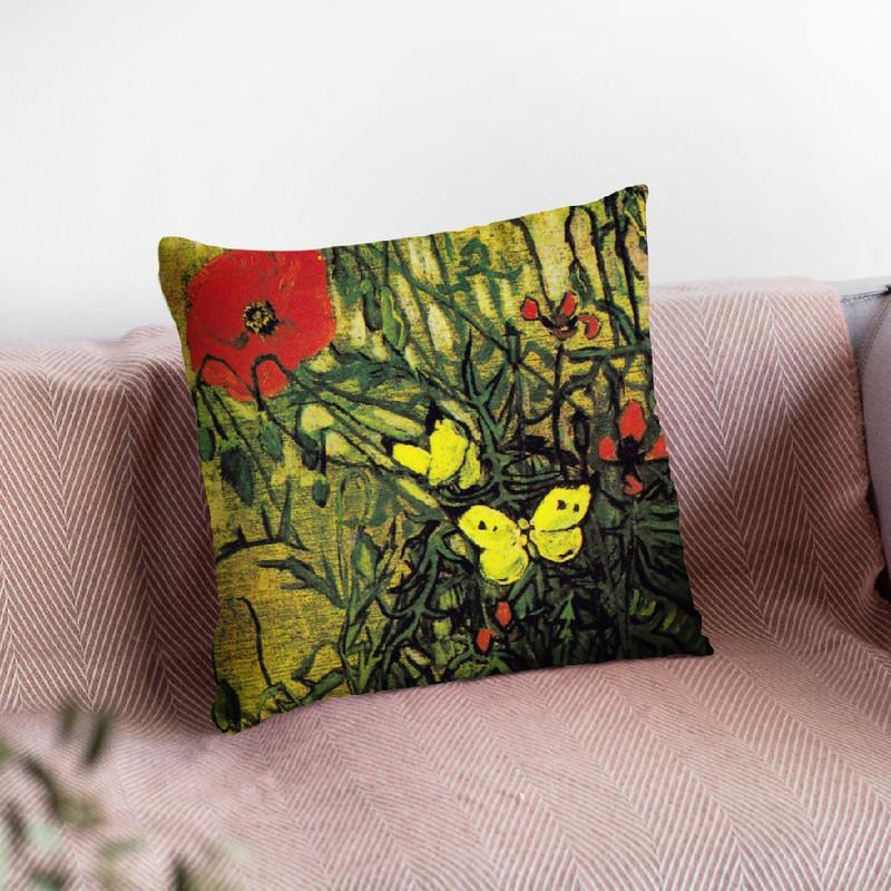 Butterflies And Poppies Throw Pillow By Van Gogh
