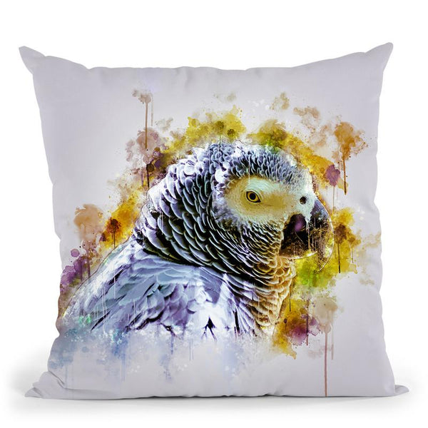 African Grey Parrot Throw Pillow By Cornel Vlad - by all about vibe