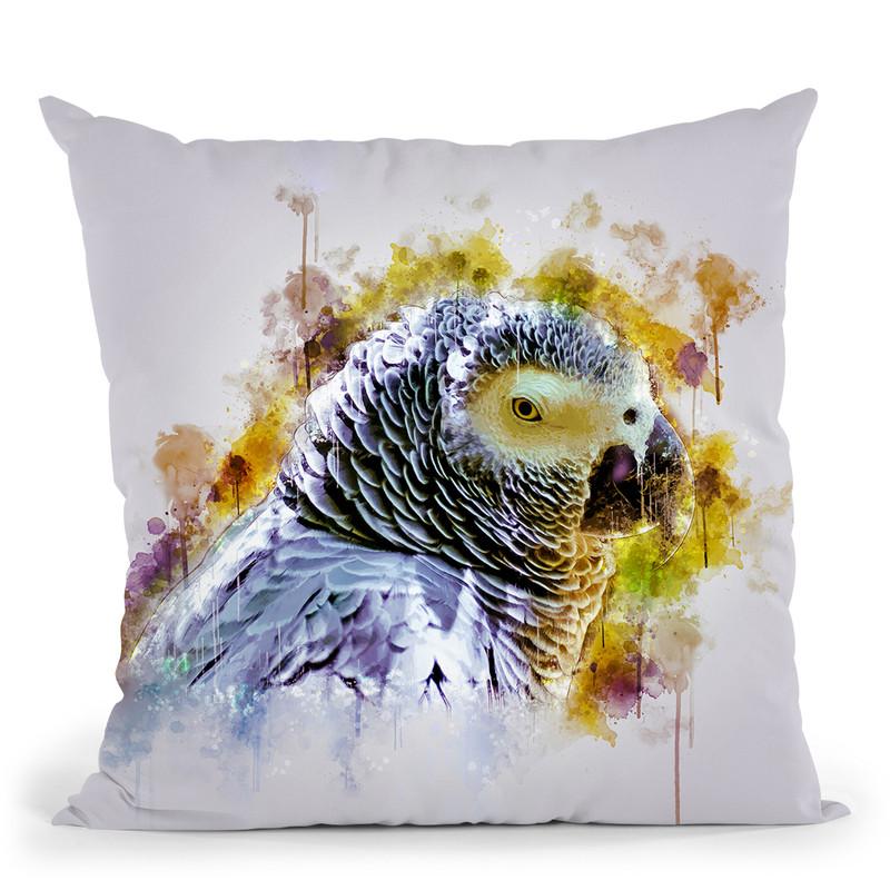 African Grey Parrot Throw Pillow By Cornel Vlad - by all about vibe