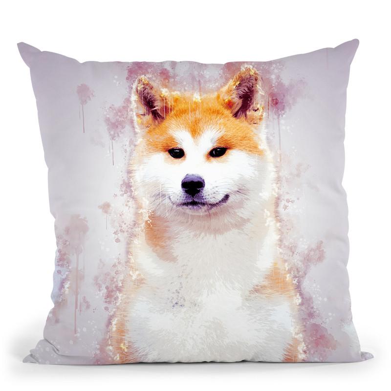 Akita Inu Japanese Throw Pillow By Cornel Vlad - by all about vibe