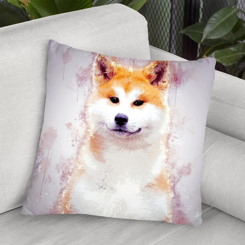 Akita Inu Japanese Throw Pillow By Cornel Vlad - by all about vibe