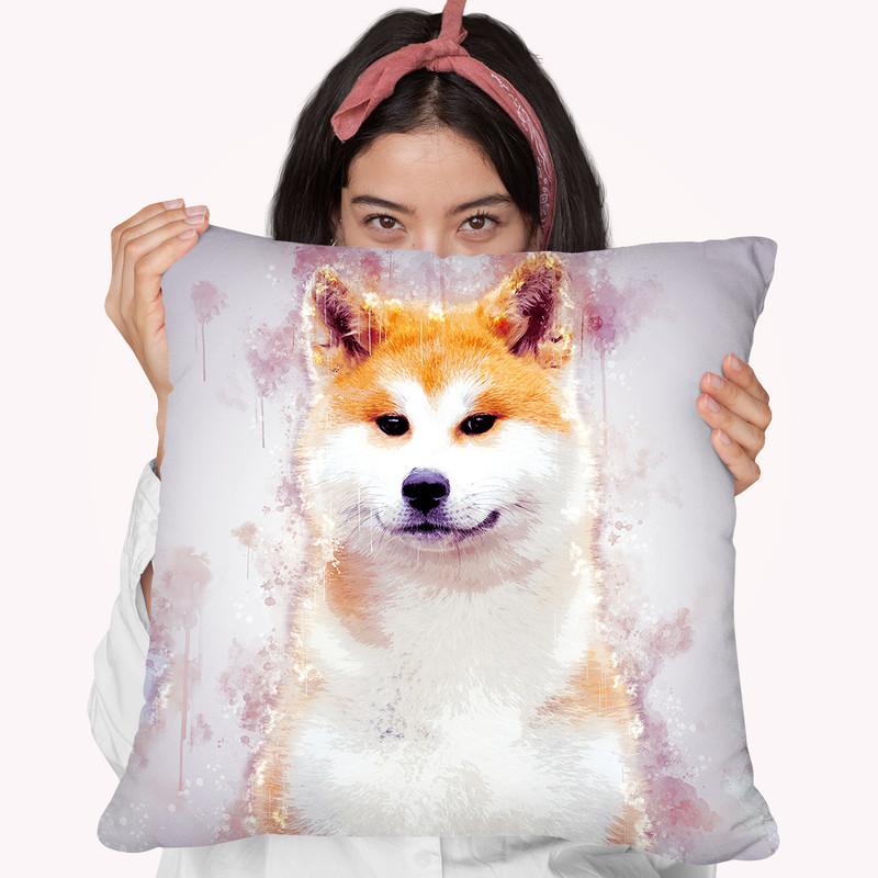 Akita Inu Japanese Throw Pillow By Cornel Vlad - by all about vibe