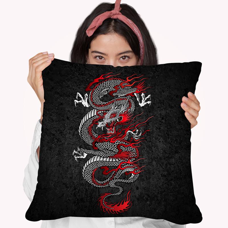 Asian Dragon Duvet Throw Pillow By Cornel Vlad - by all about vibe