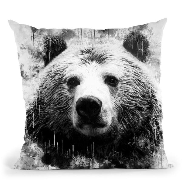 Bear Head I Throw Pillow By Cornel Vlad - by all about vibe