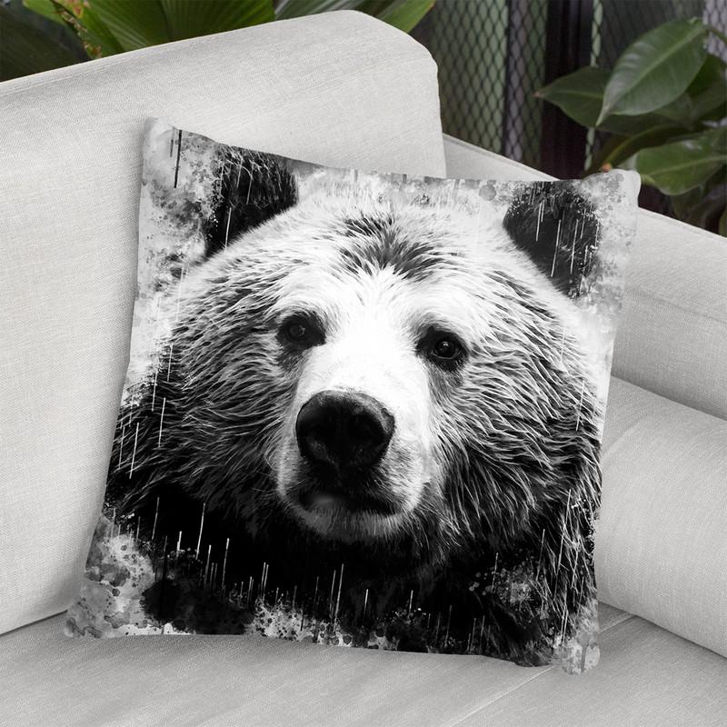 Bear Head I Throw Pillow By Cornel Vlad - by all about vibe