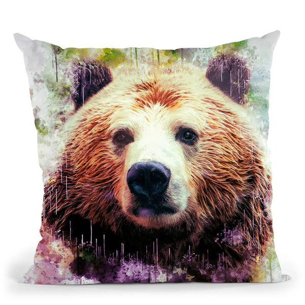 Bear Head Throw Pillow By Cornel Vlad - by all about vibe