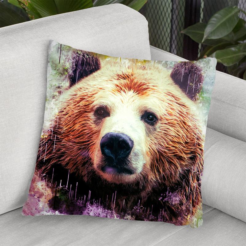 Bear Head Throw Pillow By Cornel Vlad - by all about vibe