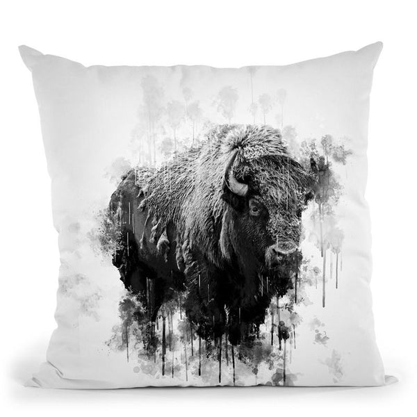 Bison I Throw Pillow By Cornel Vlad - by all about vibe