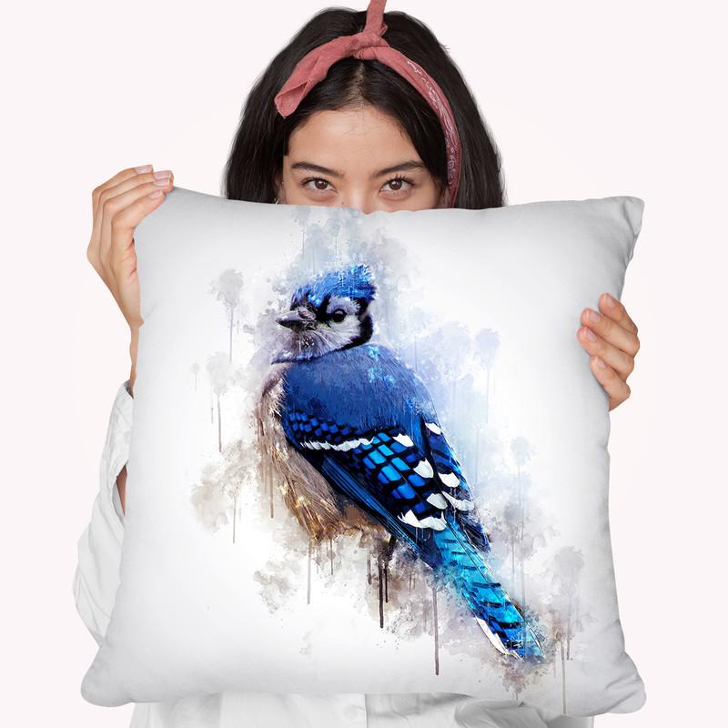 Blue Jay Bird Throw Pillow By Cornel Vlad - by all about vibe