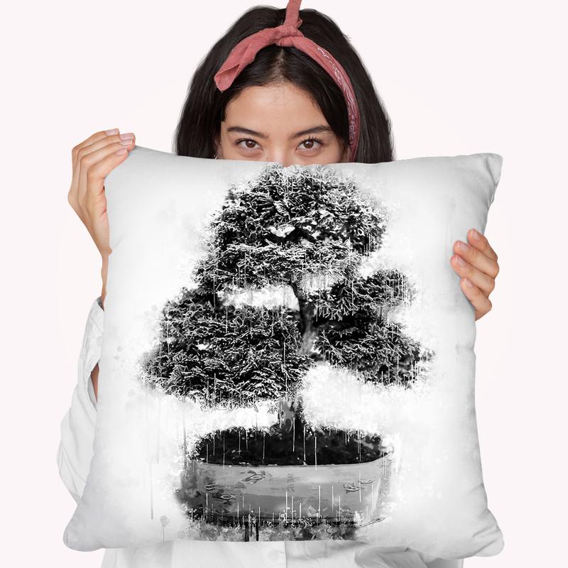 Bonsai Tree I Throw Pillow By Cornel Vlad - by all about vibe