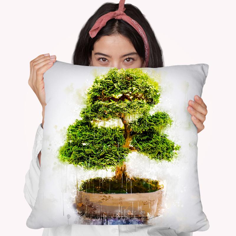 Bonsai Tree Throw Pillow By Cornel Vlad - by all about vibe