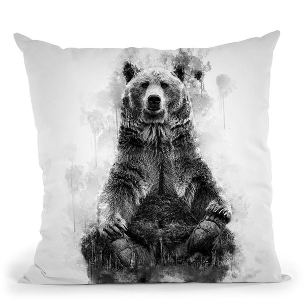 Brown Bear Sitting I Throw Pillow By Cornel Vlad - by all about vibe