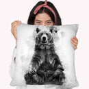 Brown Bear Sitting I Throw Pillow By Cornel Vlad - by all about vibe