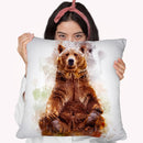 Brown Bear Sitting Throw Pillow By Cornel Vlad - by all about vibe
