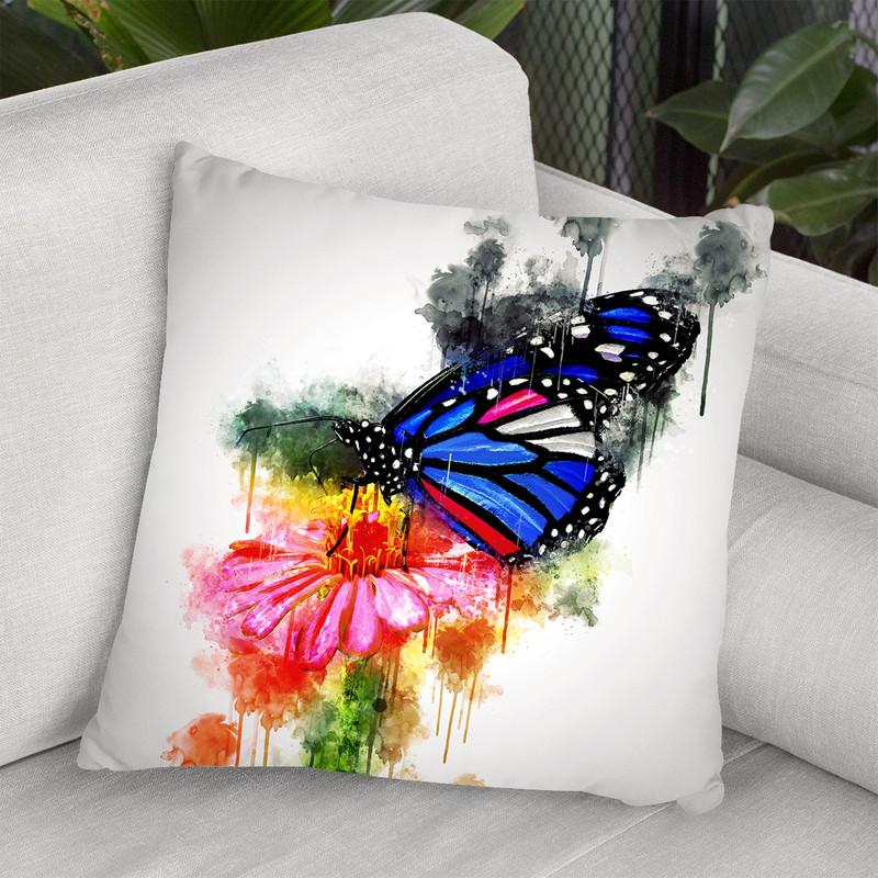 Butterfly On Flower Throw Pillow By Cornel Vlad - by all about vibe
