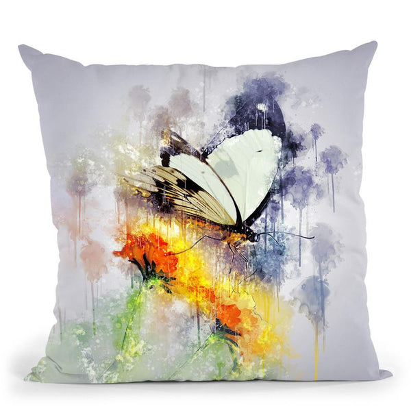 Butterfly On Yellow Flower Throw Pillow By Cornel Vlad - by all about vibe