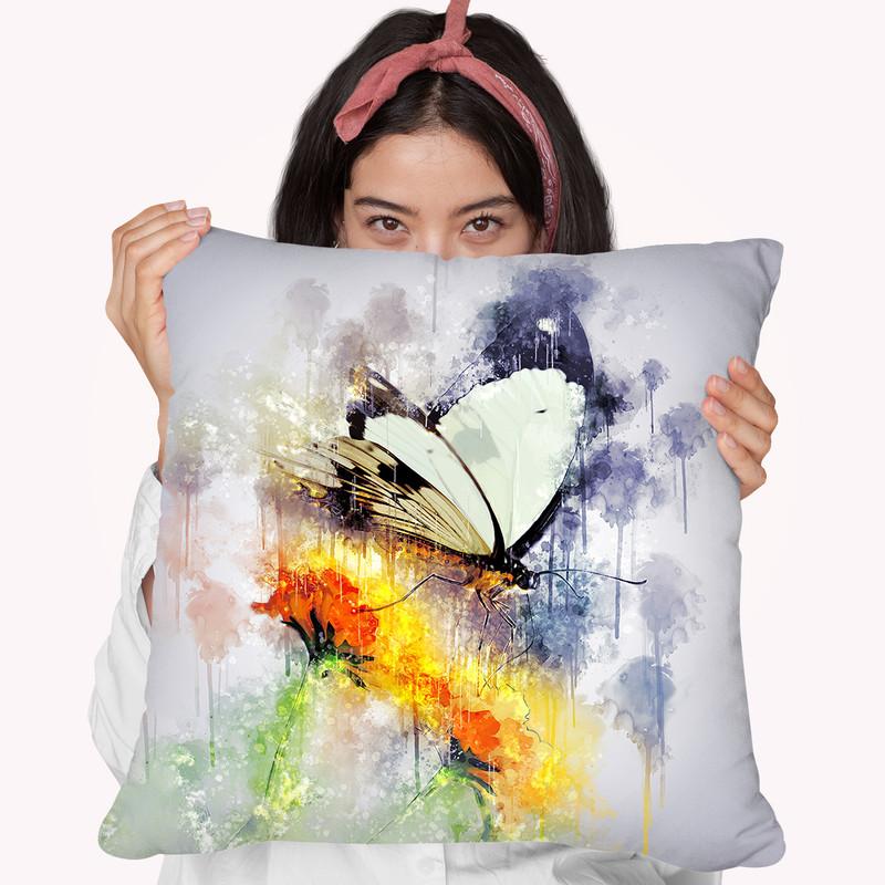 Butterfly On Yellow Flower Throw Pillow By Cornel Vlad - by all about vibe