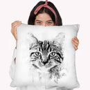 Cat Head I Throw Pillow By Cornel Vlad - by all about vibe