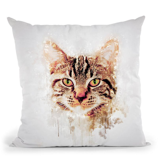 Cat Head Throw Pillow By Cornel Vlad - by all about vibe