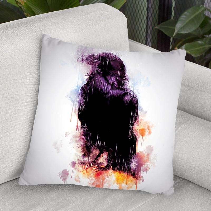 Crow Raven Throw Pillow By Cornel Vlad - by all about vibe