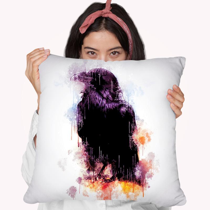 Crow Raven Throw Pillow By Cornel Vlad - by all about vibe