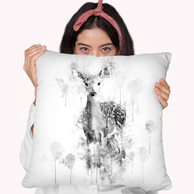 Deer I Throw Pillow By Cornel Vlad - by all about vibe