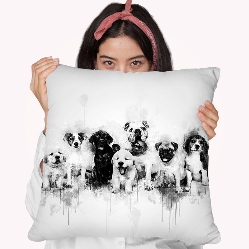 Dog Puppies I Throw Pillow By Cornel Vlad - by all about vibe