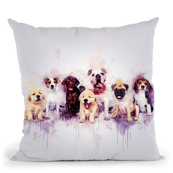 Dog Puppies Throw Pillow By Cornel Vlad - by all about vibe