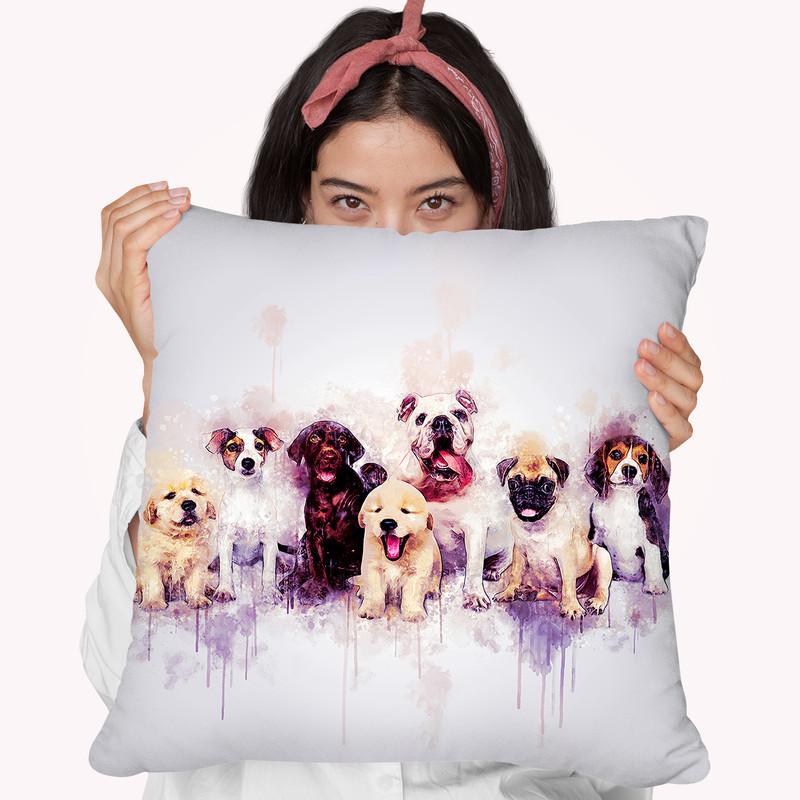 Dog Puppies Throw Pillow By Cornel Vlad - by all about vibe