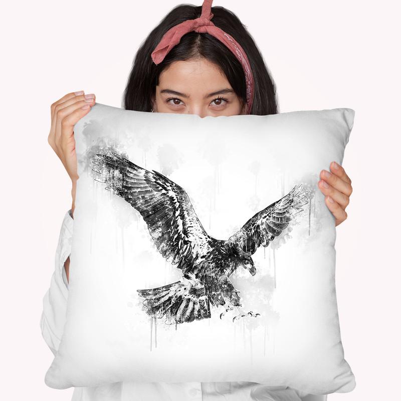 Eagle Flying I Throw Pillow By Cornel Vlad - by all about vibe