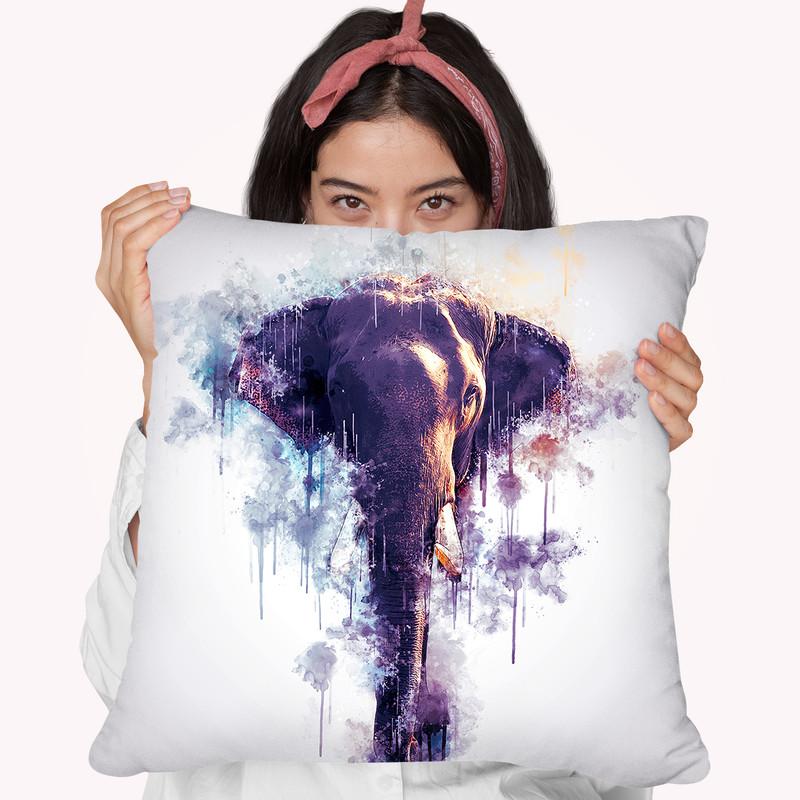 Elephant Head Throw Pillow By Cornel Vlad - by all about vibe