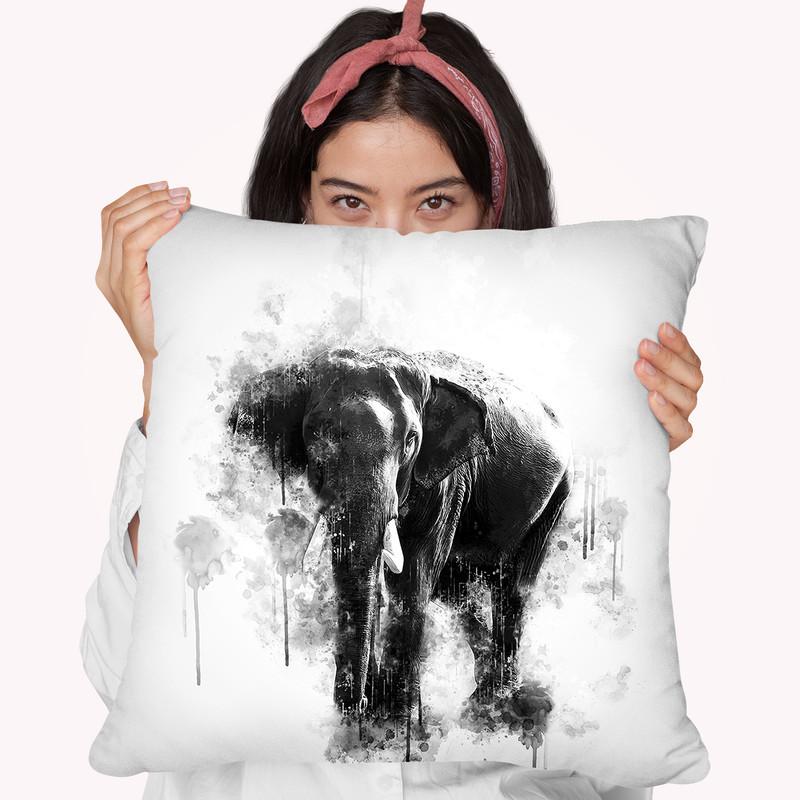Elephant Looking I Throw Pillow By Cornel Vlad - by all about vibe