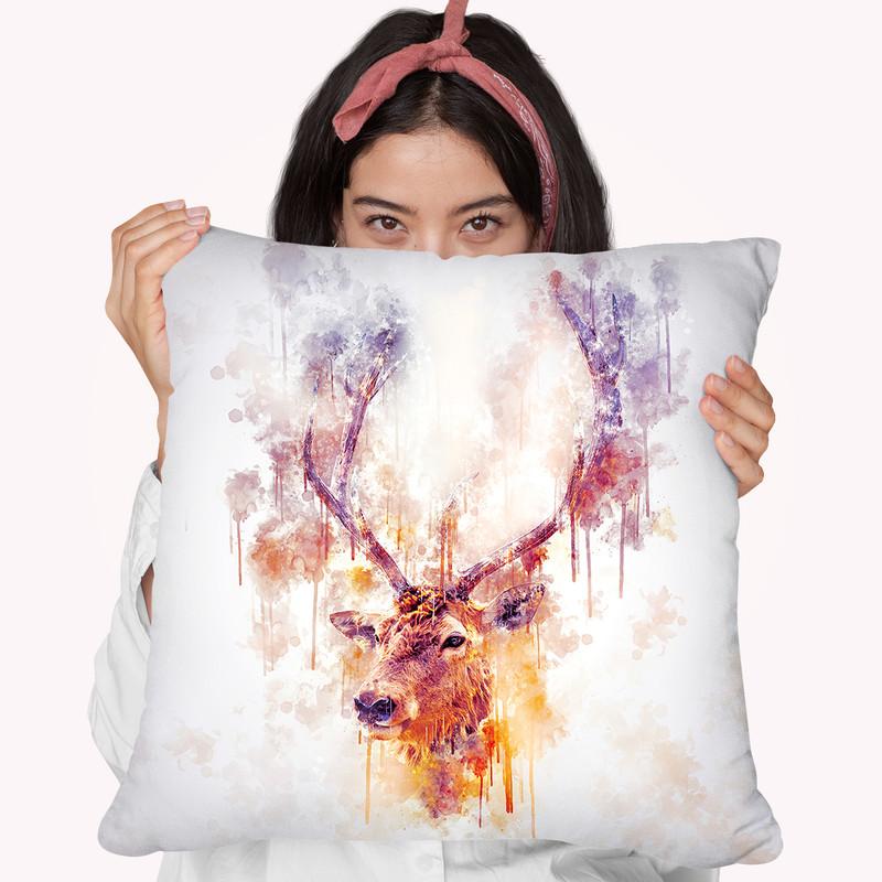Elk Head Throw Pillow By Cornel Vlad - by all about vibe