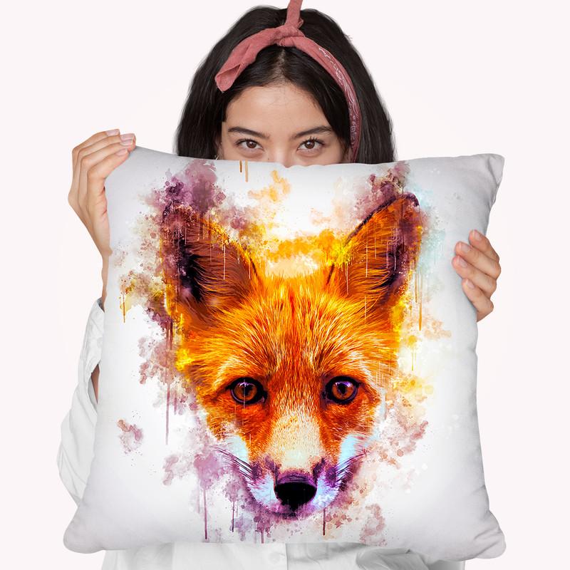 Fox Head Throw Pillow By Cornel Vlad - by all about vibe