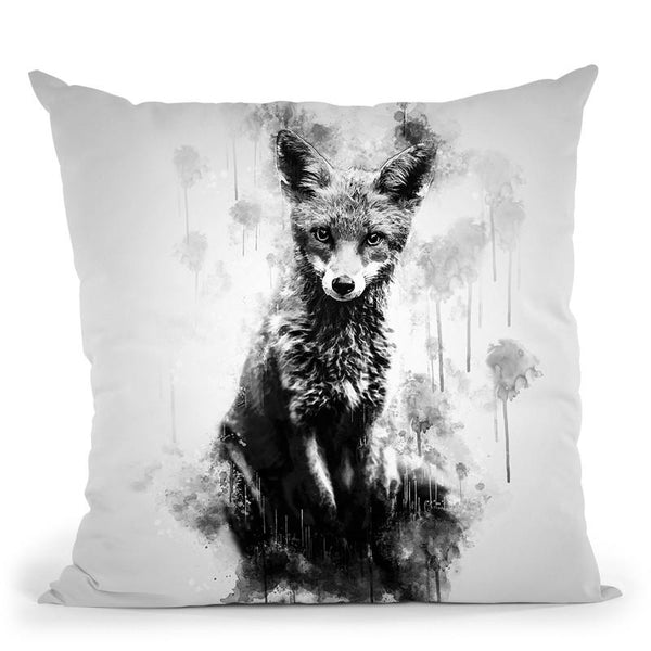 Fox Sitting I Throw Pillow By Cornel Vlad - by all about vibe